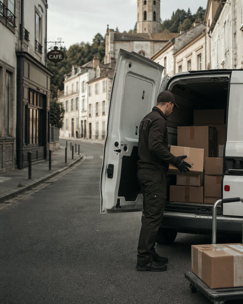 Pakettransport - Zusteller beim Beladen